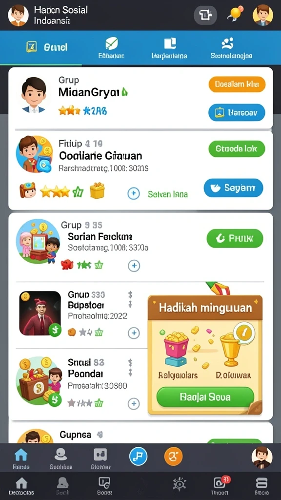 Fitur sosial yang membuat bermain lebih interaktif.