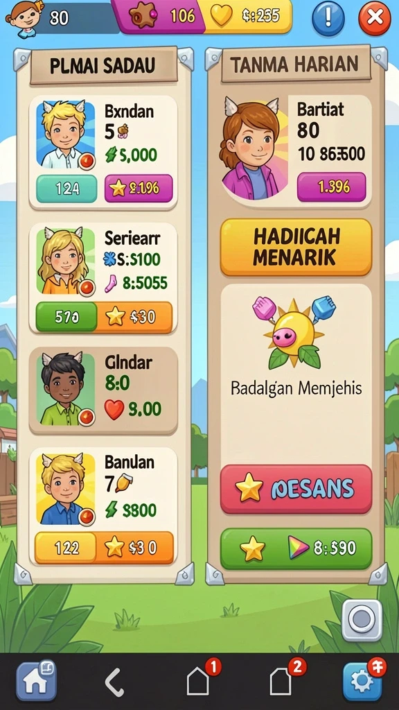 Berbagai karakter dengan kemampuan unik.